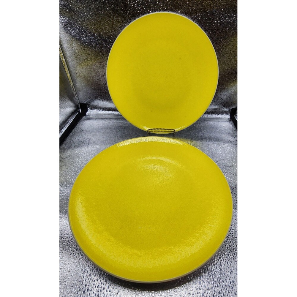 West Elm Summer Sun Yellow Crackle Finish Dinner Plate(Set of 2) READ LISTING!!!